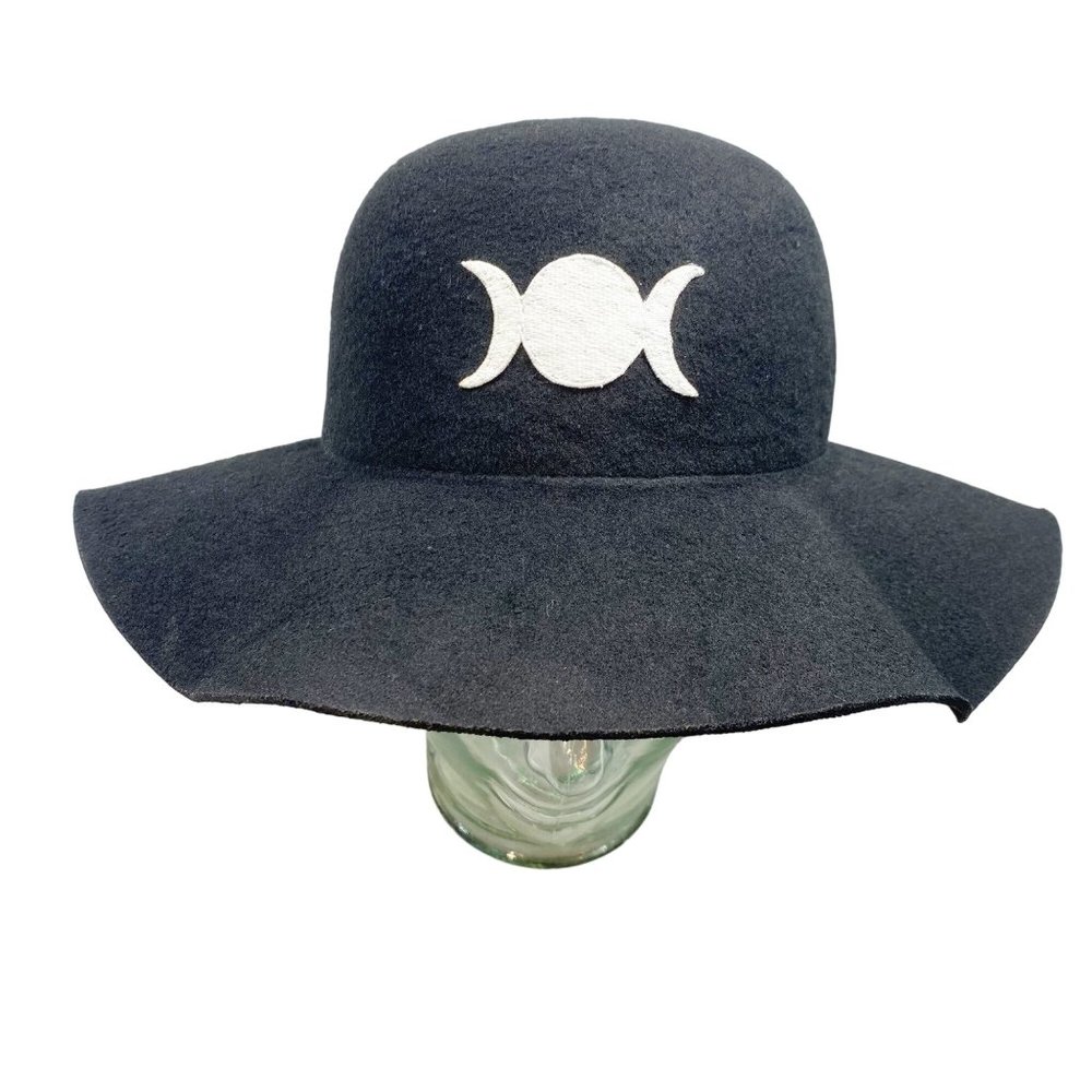 Phases of the Moon Black Felt Hat OS